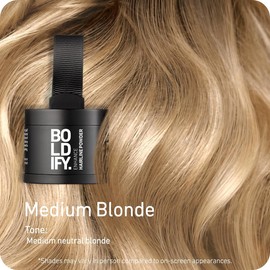 Boldify BOLDIFY Hairline Powder - Root Touch Up Hair Color for Gray Coverage - Bald Spot Concealing Hair Powder for Women & Men - 48-Hour Stain-Proof - Medium Blonde