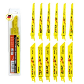YOKOCUT Reciprocating Saw Blade Set Saw Blades for Cutting Metal, Wood and Wood with Nails 12-Piece M42 BIM Reciprocating Saw Blades Set