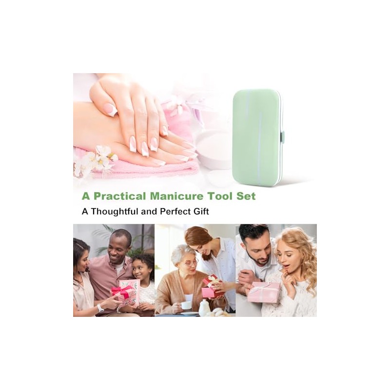 7-Piece Stainless Steel Manicure and Pedicure Set - Green