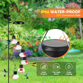 Headak Life Charming Wind Chimes Hummingbird Feeders for Outdoors,Solar Hummingbird Feeder Glass Made,Never Leak,Gardening Gifts for Women,Men(Frosted Clear)
