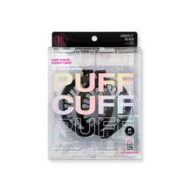 PuffCuff Junior 3" Hair Clamp, For All Natural Curly, Thick, Kinky, Textured, Locs, or Braided Hair, Painless, Damage-Free Styling Tool Made Specifically for Big Hair, Black, 2 Pieces