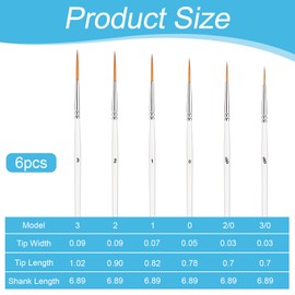 Script Liner Brush, 6 PCS Highly Flexible Paint Brushes Extra Long Fine Point Liner Tip Fine Detail Paintbrushes for Model, Fingure, Watercolor, Acrylic, and Miniature Painting
