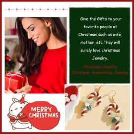 Christmas Candy Cane Earrings for Women Cute Christmas Dangle Earrings Christmas Jewelry Gifts Stocking Stuffers