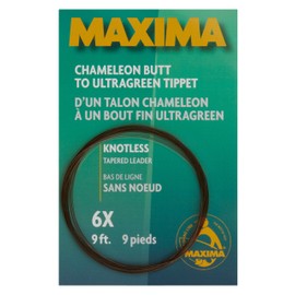 Maxima Fishing Line 9-Feet Knotless Tapered Leaders, Brown and Green, 6X