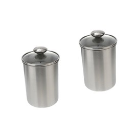 MAGICLULU 2pcs Stainless Steel Airtight Canister Flour Container Stainless Steel Storage Container Metal Sugar Canister Snack Container Metal Storage Canisters Candy Cookie Jar Seasoning