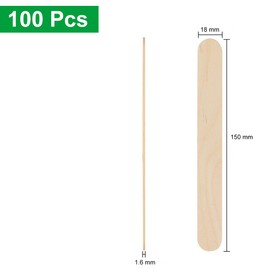 Lahviuu Eyebrow Wax Sticks,100 Pcs Wooden Waxing Applicator Sticks Small Wax Spatulas Applicator Tongue for Body Facial Hair Nose Eyebrow Removal(150x18 mm)