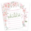 EULNNOI Birthday Brunch Invitations, Pink Floral Birthday Invite Cards With