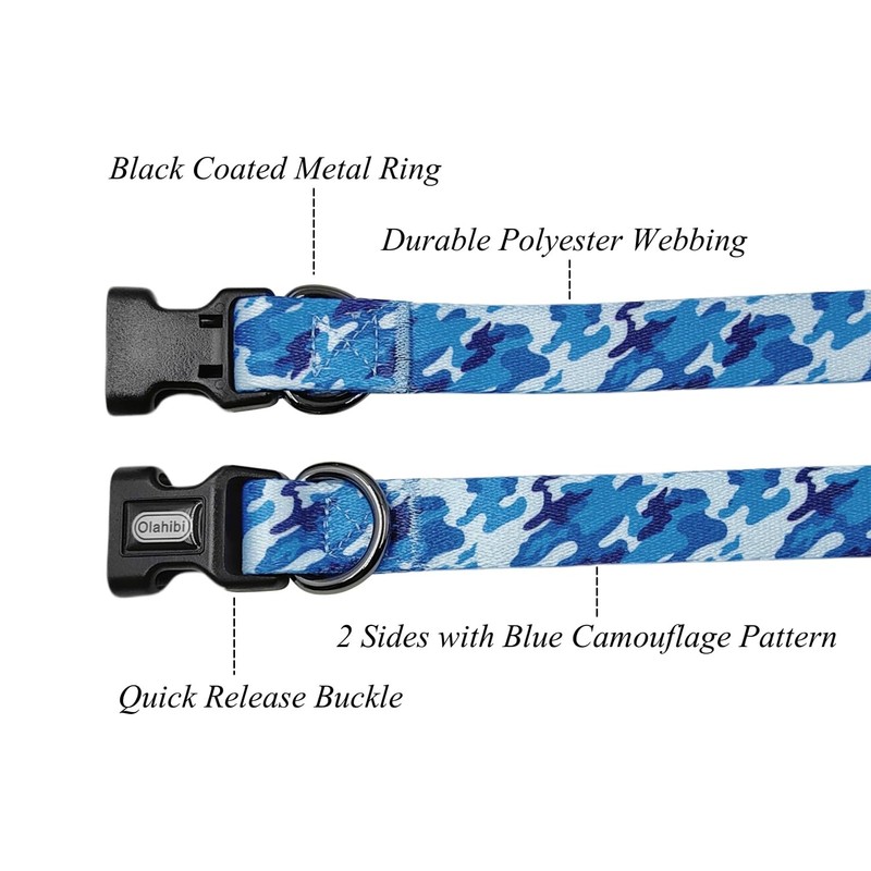 Olahibi Dog Collar and Leash Combo Set, Camouflage Pattern, Polyester