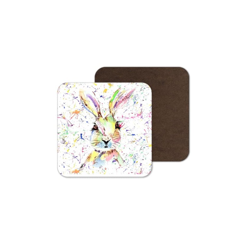Coaster Hare Bunny Rabbit Wildlife Black white Animals Coasters Watercolour