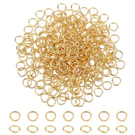 PH PandaHall 360pcs Brass Jump Rings, Close but Unsoldered, Golden, 8x1mm