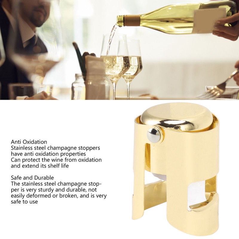 5Pcs Champagne Bottle Stopper Stainless Steel Champagne Sealer Plug Reusable