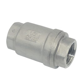 Dsmpipeft NPT Female WOG1000 Check Valve,Vertical Check Valve,NPT Spring Loaded in-line Low Cracking Pressure,Stainless Steel SS316 CF8M (1/2")