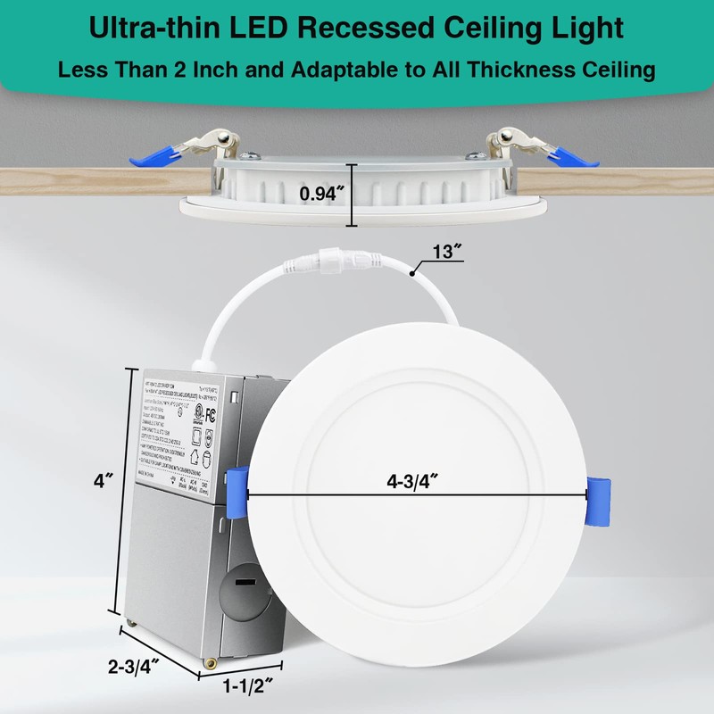 HiBay 8 Pack 4 Inch LED Recessed Lighting, 1200lm 12W=150W,