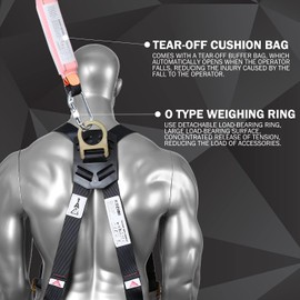 KSEIBI 422005 Single Leg Snap Hook and Scaffolding Hook w 6-Foot Internal Shock Lanyard Fall Protection Equipment for Safety Harness