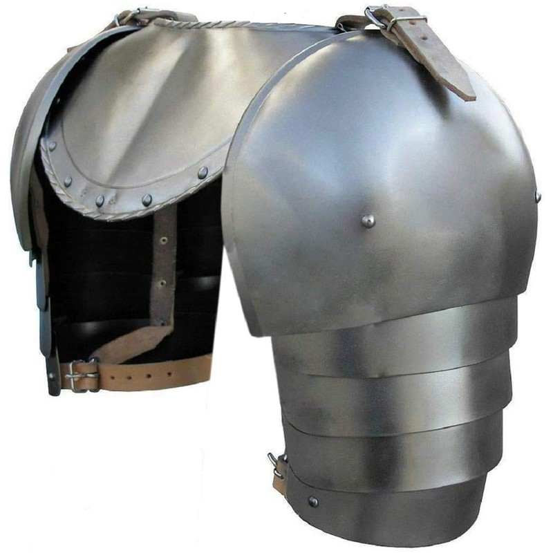 AnNafi® Medieval Iron Gorget Spaulders Arm Shoulder Set | Viking