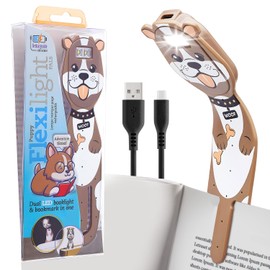 Gifts for Readers & Writers Bookmark Reading Lights Dog 2in1 Clip On Bookmark Kids Light for Reading in Bed, Rechargeable Travel Cute Lights, 20 Lumen LED
