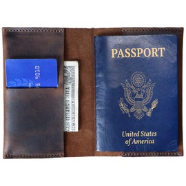 Hide & Drink, Funda de piel para pasaporte con ranura para tarjetas de crédito, soporte para billetes, Traveler Essentials, hecha a mano: café bourbon, Marrón, One_Size, Classic
