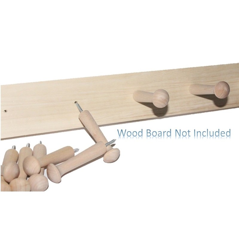 Screw-On Shaker Pegs Birch Hardwood - 2.9-Inch Wood Length Plus