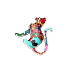 WEVENI Enamel Alloy Cute Cat Brooch Kitten Pins Fashion Jewellery for Women Girls Dress Scarf Accessories Gift (Multi)