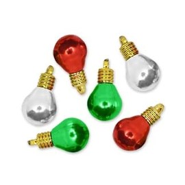 Mini Ornament Christmas Classic Bulbs - Tiny Tree Decorations- 6 Piece - Silver, Red, Green - 1 Inch