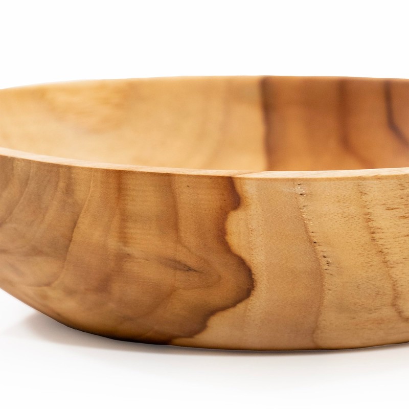 ANDALUCA Rustic Teak Wood Hand Carved Organic Bowl (11"-12" Diameter)