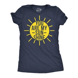 Womens You are My Sunshine T Shirt Funny Summer Tee Cute Adorable Graphic Tee Funny T Shirts Cool Motivational Top Women's Novelty Tees Navy - L