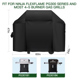 60 Inch Premium Outdoor Grill Cover Fit for Ninja FlexFlame Grill PG300 Series & Weber Char-Broil Nexgrill and More,BBQ Covers for Outside,Heavy Duty Waterproof Fade Resistant