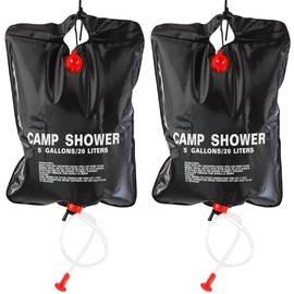 TRIXES 2 x 20 Ltr Camping Shower - Portable Solar Heated 5 Gallon/20 Litre Travel Shower - Black