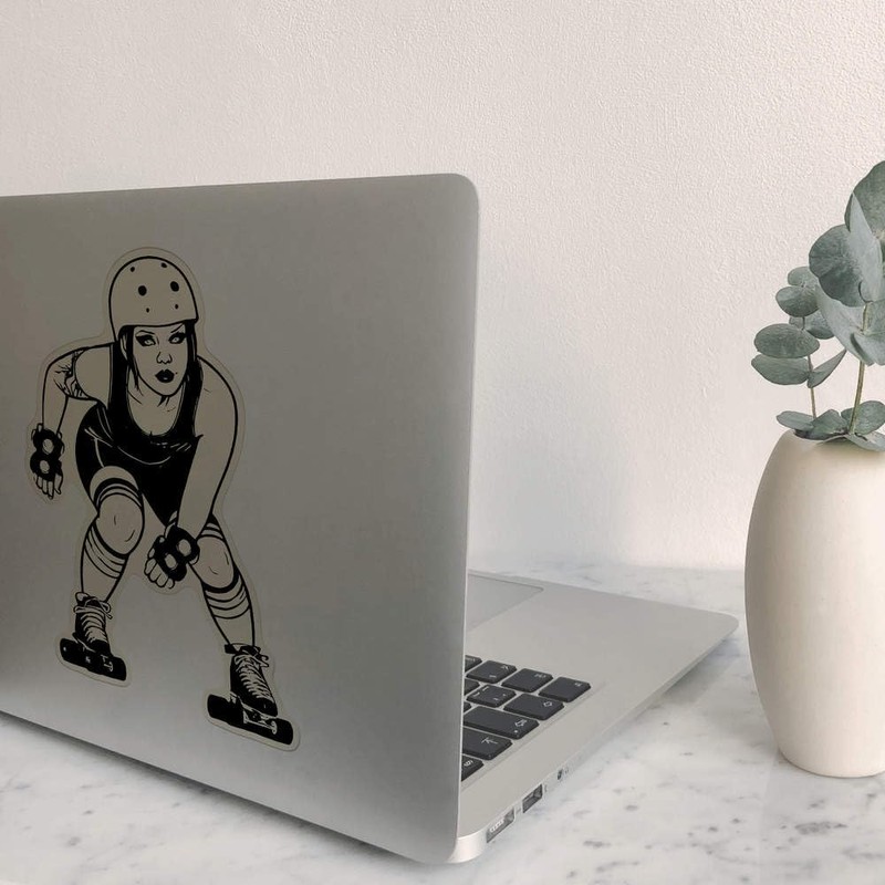 Azeeda Große 210mm 'Roller-Derby-Skater' Permanente Transparente Aufkleber für Fenster/Autos/Wände/Skateboards etc