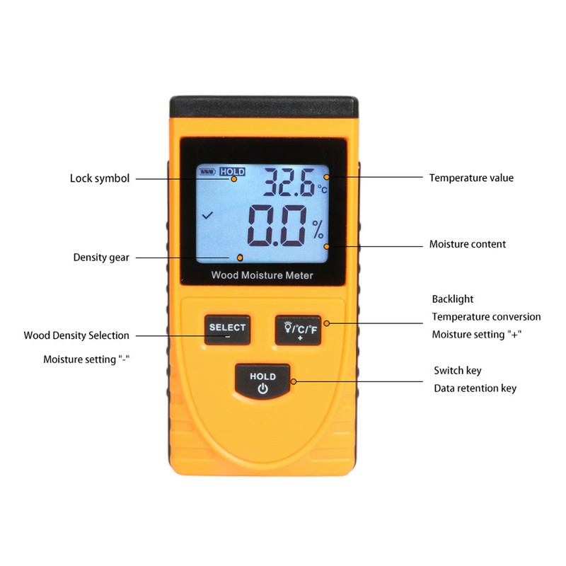 Inductive Wood Moisture Meter High Accuracy LCD Display Lumber Moisture