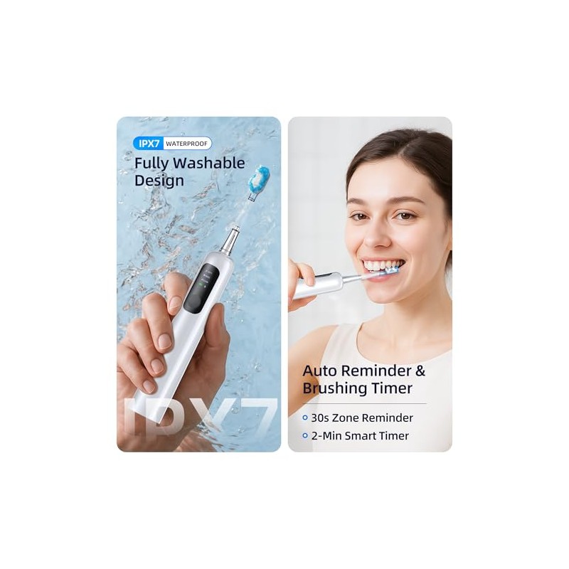 SYNHOPE Cepillo de dientes sónico oscilante de 60°, limpieza de