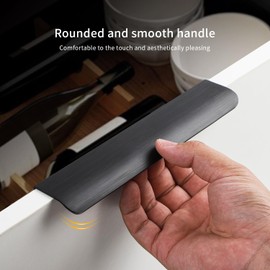 BaiNong 5 Pack Adhesive Handle 8 inch self Adhesive Cabinet Handles Drawer pulls Black Stick on Handles Kitchen pulls for cabinets Concealed Drawer Edge Pull Finger Cabinet Seam Handles Flat Pull