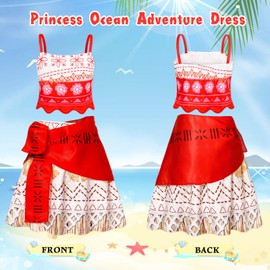 Girls Princess Costume Ocean Adventure Dress Up Set Kids Two Pieces Crop Top + Tassel Skirt Role Play Party Outfits 7-8 Years
