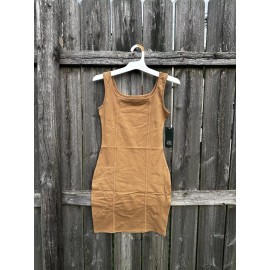 Wild Fable Women's Camel Beige Sleeveless Seamed Bodycon Dress - Size S