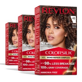 Revlon ColorSilk with Bond Repair Complex, Brown Permanent Hair Color, 100% Gray Coverage, Ammonia Free Hair Dye, Vegan Keratin, 43 Medium Golden Brown (Pack of 3)