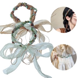 Ouliget Bohemian DIY Crafts Ribbon,Vintage Hair Wrap String for Braids,Fabric Ribbons Knotted Waist Belt for Girls Women,Reusable Cap Gift Bridal Home Decoration,56 Inches,2Pieces