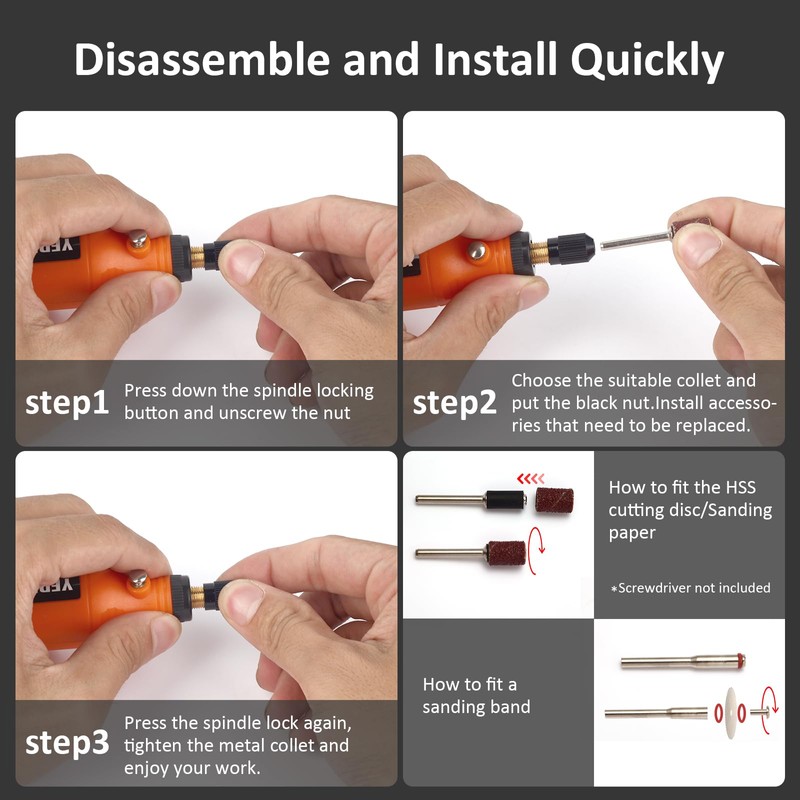 YEPLING Cordless Rotary Tool, 3.7V Li-ion Electric DIY Mini Grinder
