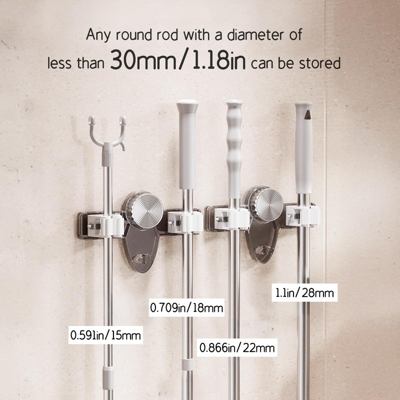 Dercyce Broom Holder Mop Hanger No Punch Broom Hanger, Wall