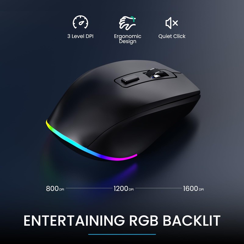 LIZRROT Wireless Keyboard and Mouse Combo - RGB Backlit, 2.4G