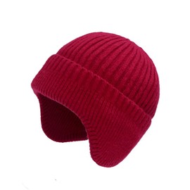 JHDESSLY Men Women Winter Beanie Hat Knit Earflap Stocking Caps Warm Fleece Lined for Outdoor Red