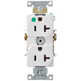 Leviton 20 Amp Hospital Grade Duplex Outlet White Thermoplastic Nylon Cover