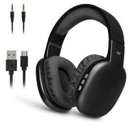 iJoy Ultra Wireless Over-Ear Bluetooth Headphones with Mic, Up to 10 Hours Playtime, Bluetooth Headset 33Ft Range with Backup AUX Cable & SD Slot, Wireless Headphones for Gaming, Work & Gym (Black)