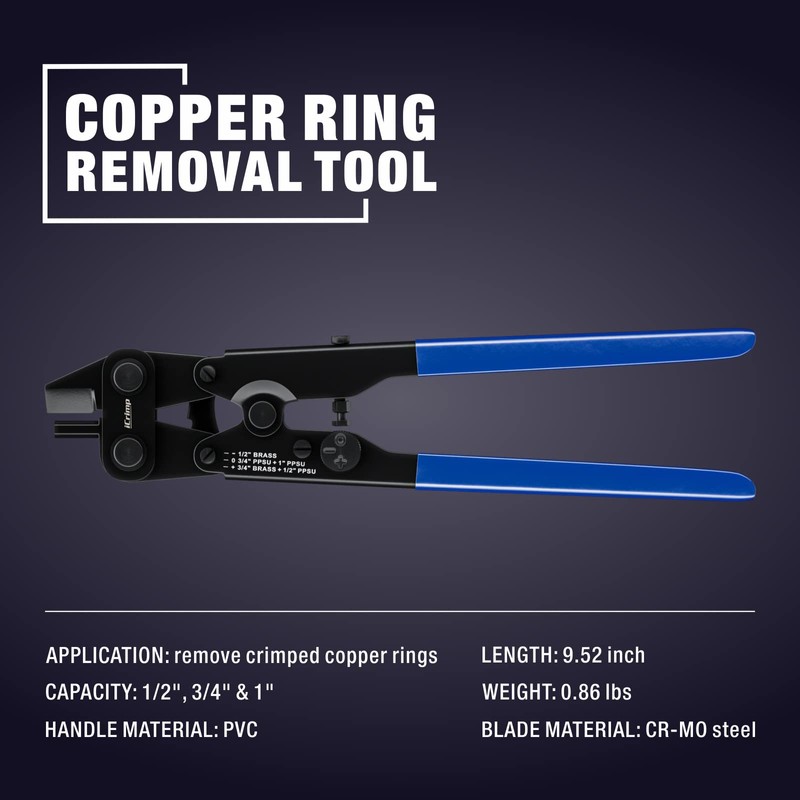 Copper Ring Removal Tool Decrimping Tool for ASTM F1807 1/2",3/4"and