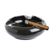 Premium Black Ceramic Cigar Ashtray with 3 Extra Wide Grooves