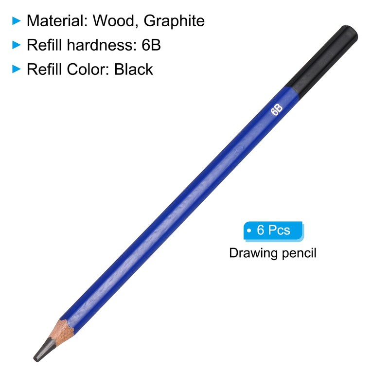 PATIKIL 6B Drawing Pencils for Sketching, 6PCS Sketch Pencils for