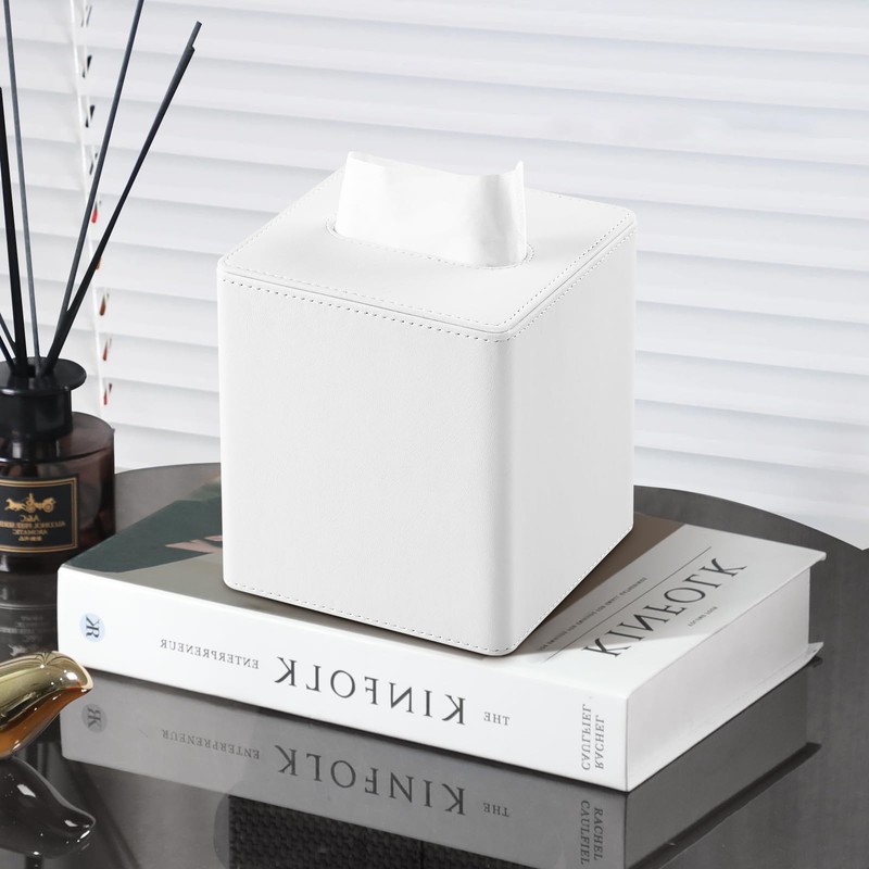 MEIBOOCH PU Leather Tissue Box Cover Square Tissue Box Holder