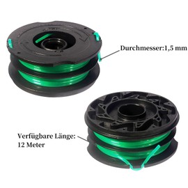 Eyoloty Reflex Plus A6495 A6495-XJ Thread Spool Suitable for Black+Decker Electric Grass Trimmer GL701, GL741, GL720, GL716 and GL716B, Replacement Double Thread Spool 12 m Length Diameter 1.5 mm