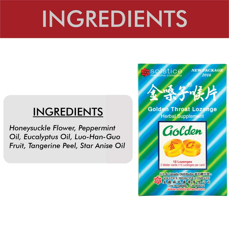 FQQF Golden Throat Lozenge Cough Drops (Jinsangzi Houpian) 12 Drops
