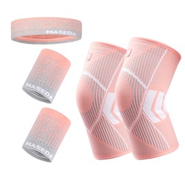 Knee Supports, Knees Support for Women Arthritis, Knee Support for Womens Running, Knees Brace for Ladies for Gym, Arthritis Running, Work Out,Hiking Ligament Injury With Wristbands Headband(XL)