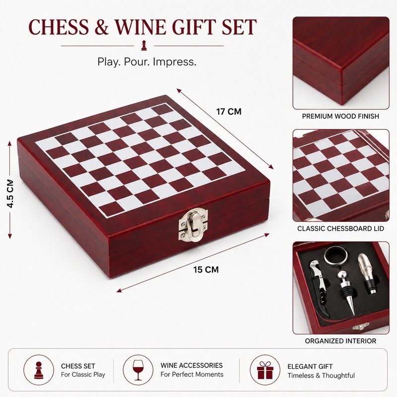 4-Piece Wine Accessories Set for Home Entertaining - Chessboard Wine